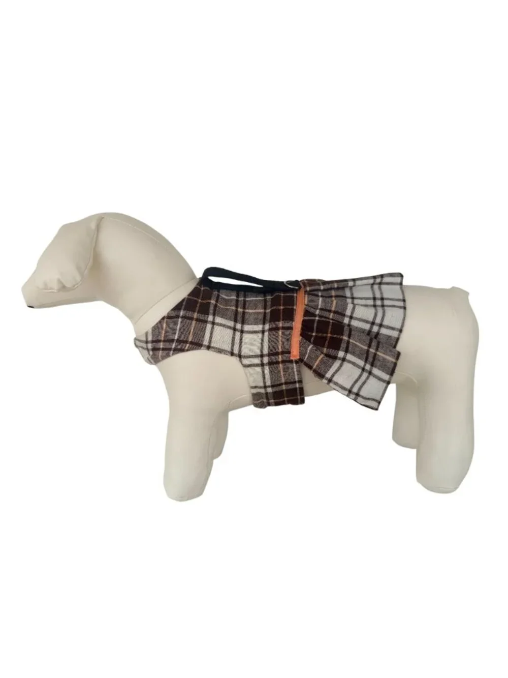 Handmade Small Dog Adjustable Dress Outfit w Harness Plaid School Skirt